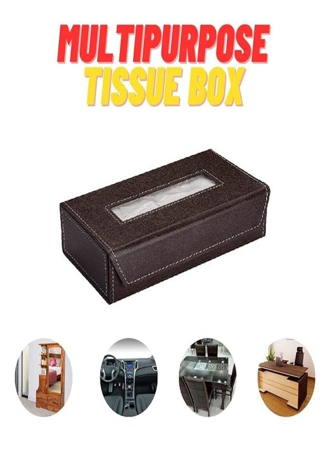 LEEZEL Tissue Box Holder with 2 Ply 100 Pulls Facial Tissue- Tissue Holder - Car Tissue Box Holder - Tissue Dispenser for Bathroom - Vegan Leather Tissue Box - Napkin Box (Brown) - Image 5